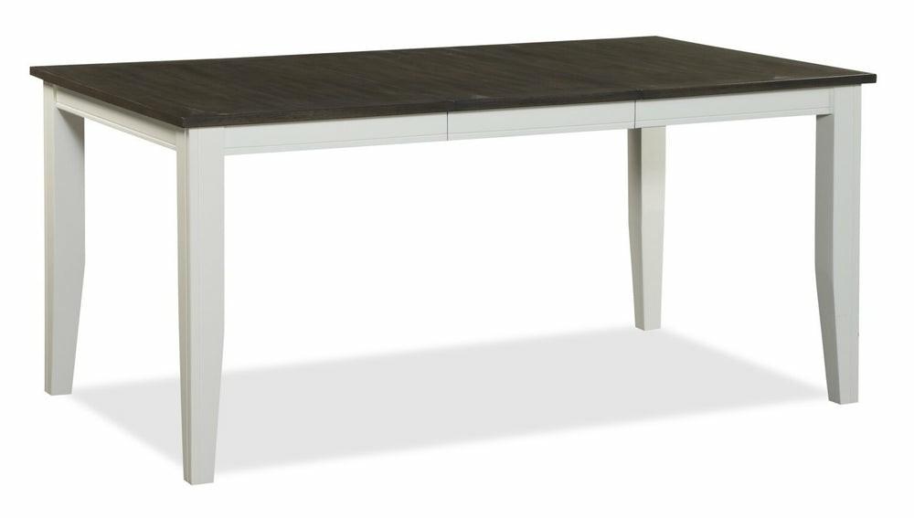 Ella Dining Table With 48-66″W Extension – Two-Tone White & Brown Dining Room