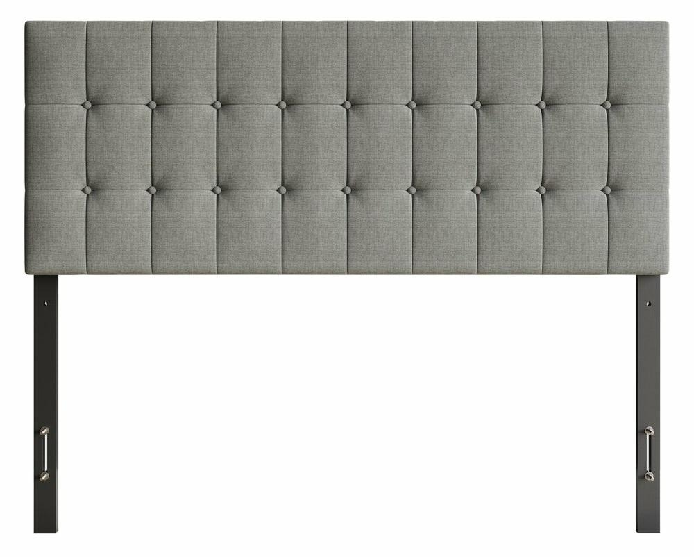 Ellis Upholstered Headboard In Grey Fabric, Button Tufted – Full Size Bedroom