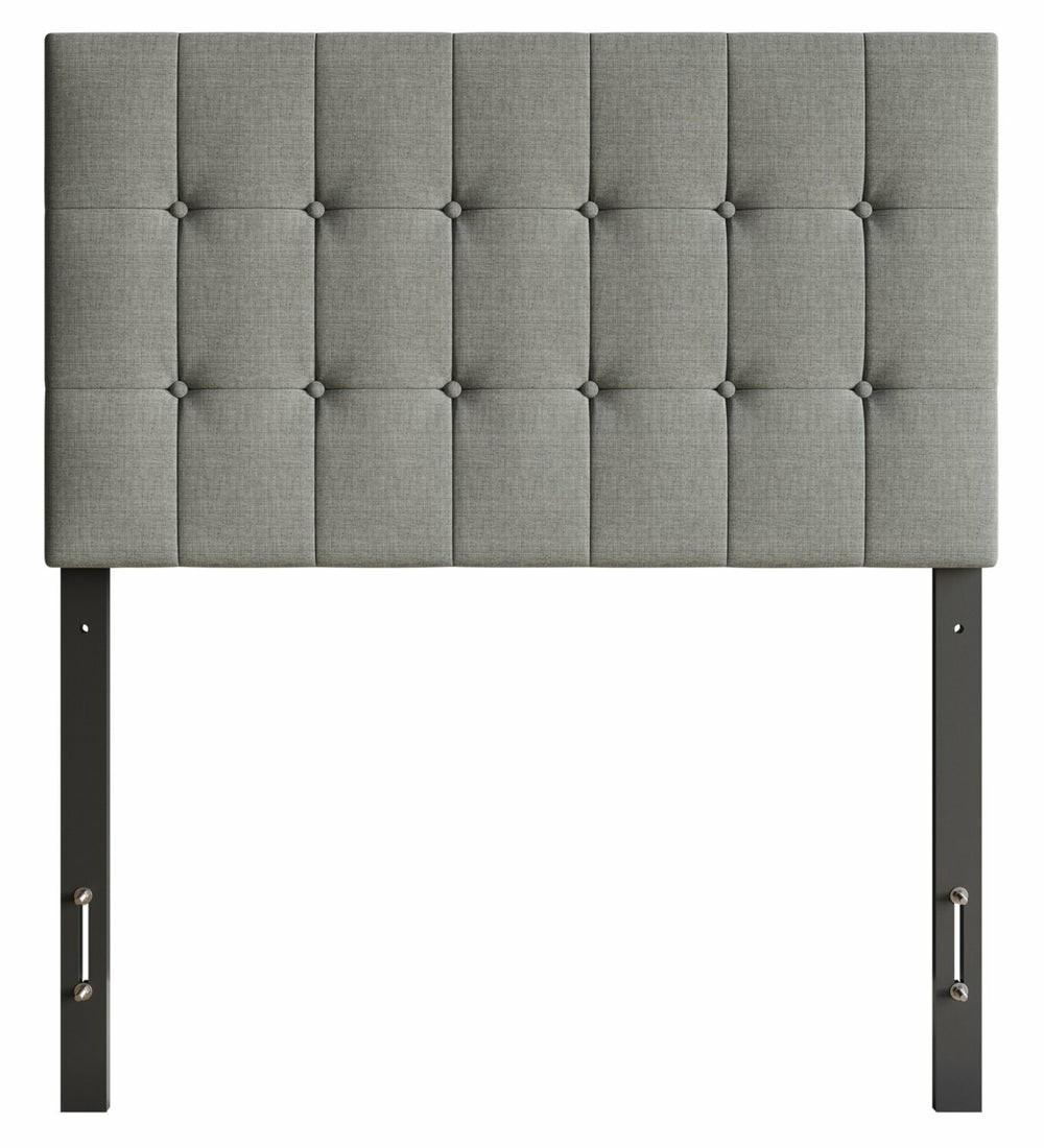 Ellis Upholstered Headboard In Grey Fabric, Button Tufted – Twin Size Bedroom