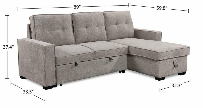 Emery Right-Facing Sleeper Sectional – Grey Furniture