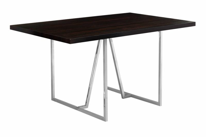 Espresso Chrome Metal Dining Table Dining Room