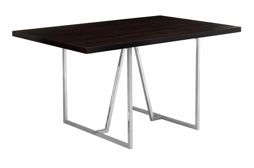 Espresso Chrome Metal Dining Table Dining Room