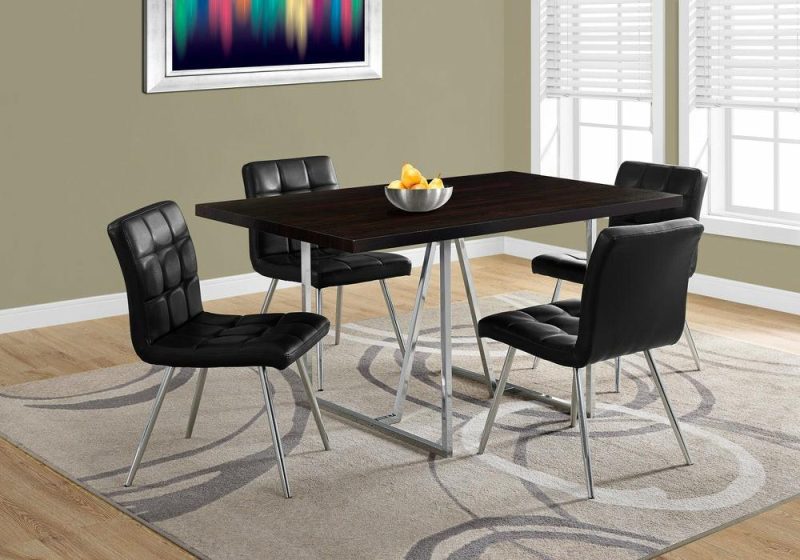 Espresso Chrome Metal Dining Table Dining Room