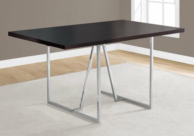 Espresso Chrome Metal Dining Table Dining Room