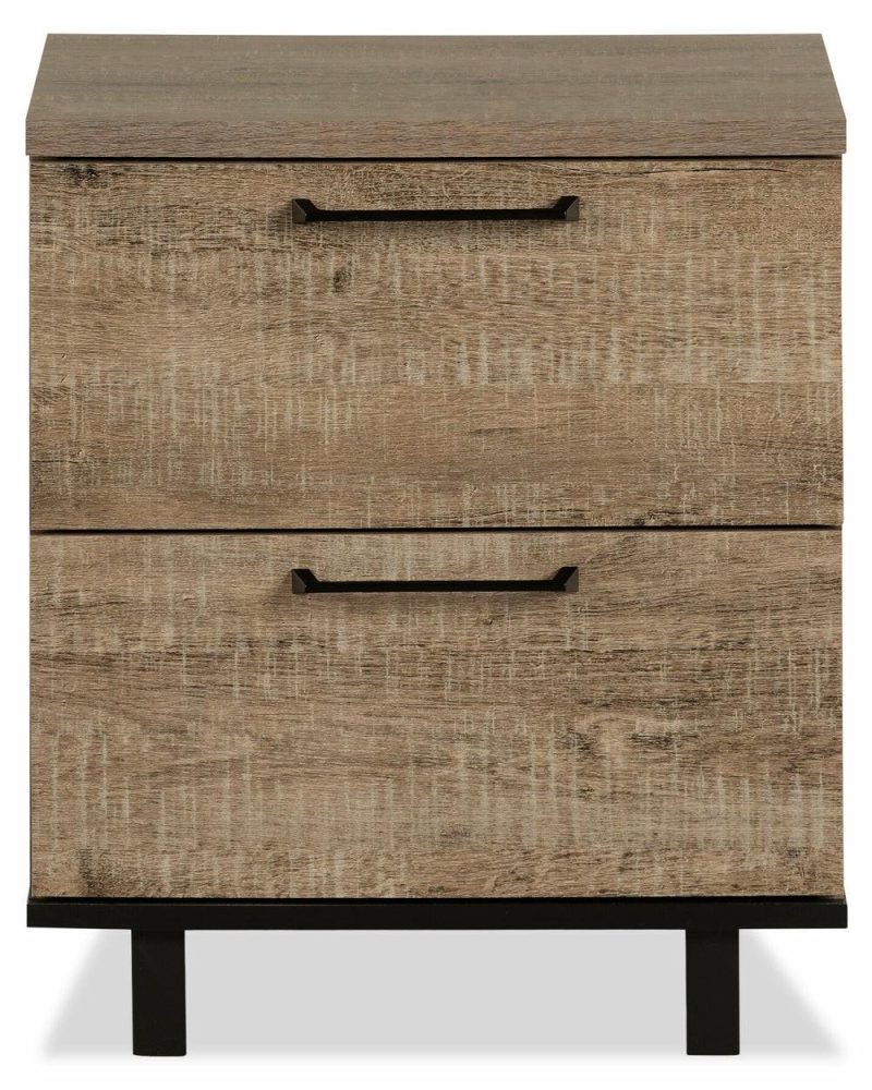 Everley Bedside 2-Drawer Nightstand With Usb Ports, 19.5″W X 22.5″- Brown Bedroom