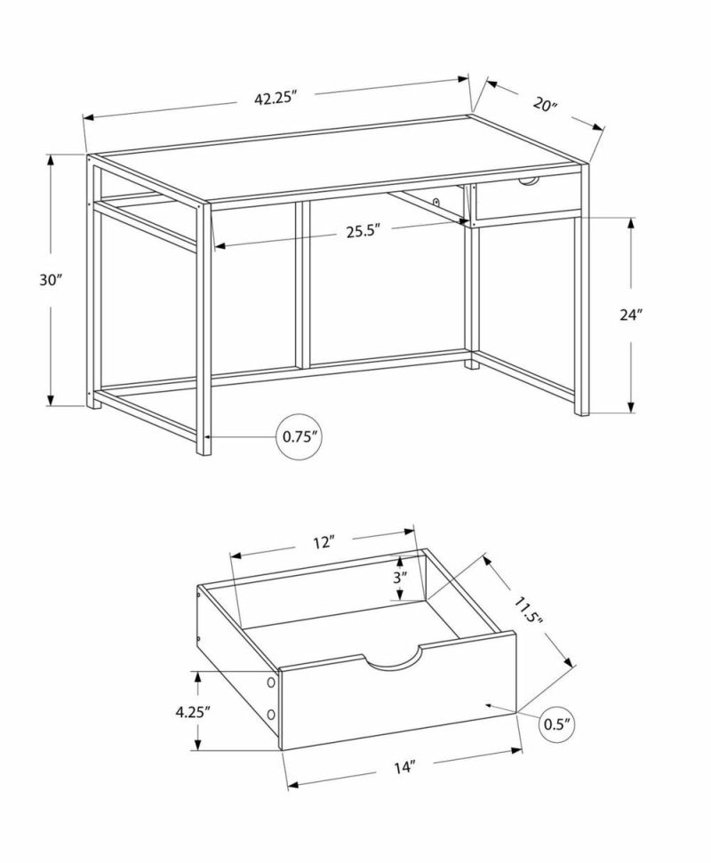 Everly 42.25″ Desk With Drawer – Taupe Desks