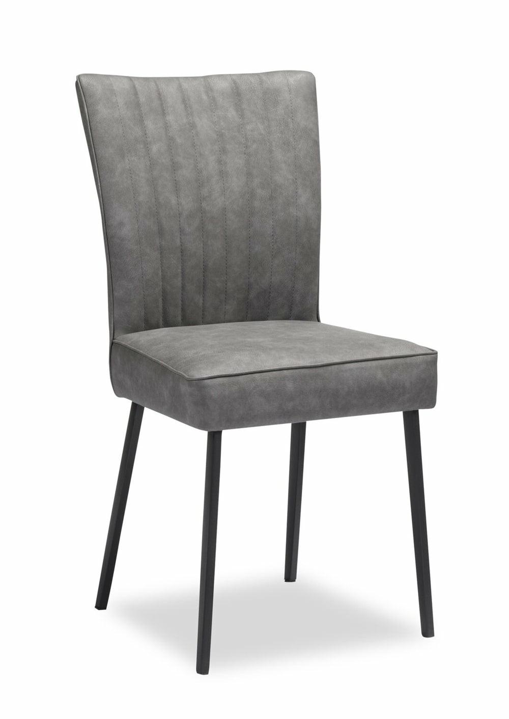 Ezra Dining Chair, Vegan Leather, Metal – Grey Dining Chairs