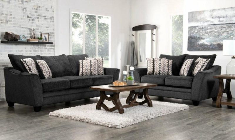 Febe Chenille Loveseat – Charcoal Furniture