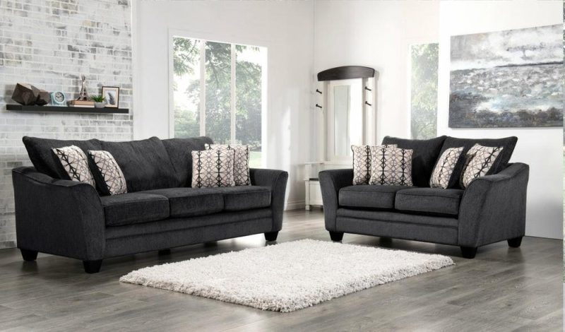 Febe Chenille Loveseat – Charcoal Furniture