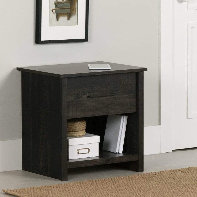 Fernley 1-Drawer Nightstand – Rubbed Black Bedroom