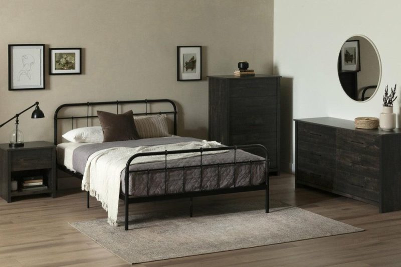 Fernley 1-Drawer Nightstand – Rubbed Black Bedroom