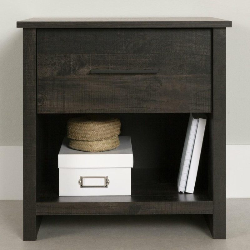 Fernley 1-Drawer Nightstand – Rubbed Black Bedroom