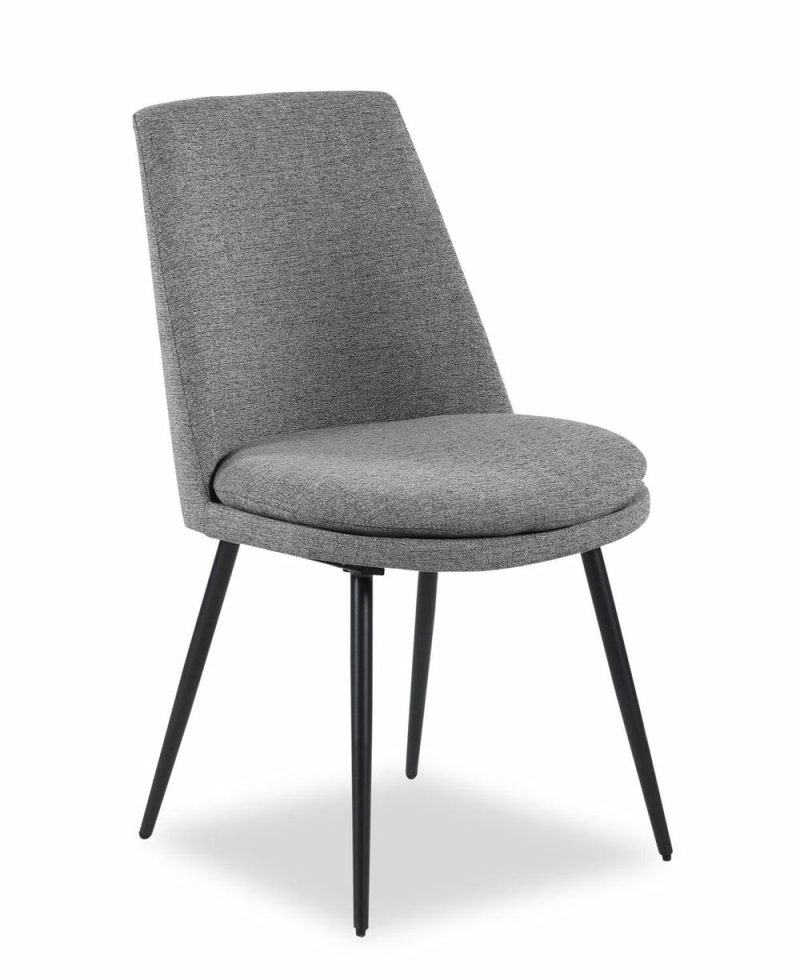 Fig Dining Chair With Chenille Polyester Fabric, Metal – Grey Accent Chairs