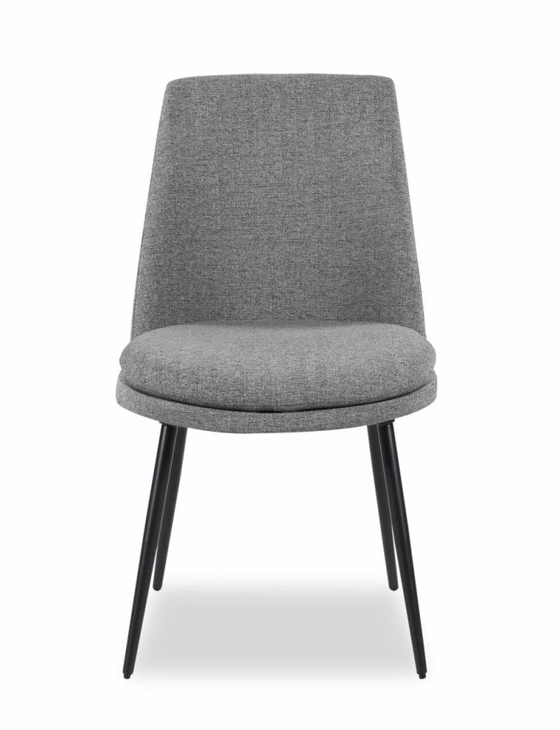 Fig Dining Chair With Chenille Polyester Fabric, Metal – Grey Accent Chairs