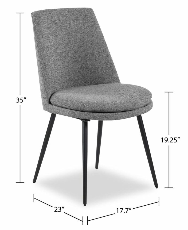 Fig Dining Chair With Chenille Polyester Fabric, Metal – Grey Accent Chairs