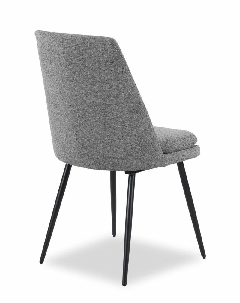 Fig Dining Chair With Chenille Polyester Fabric, Metal – Grey Accent Chairs