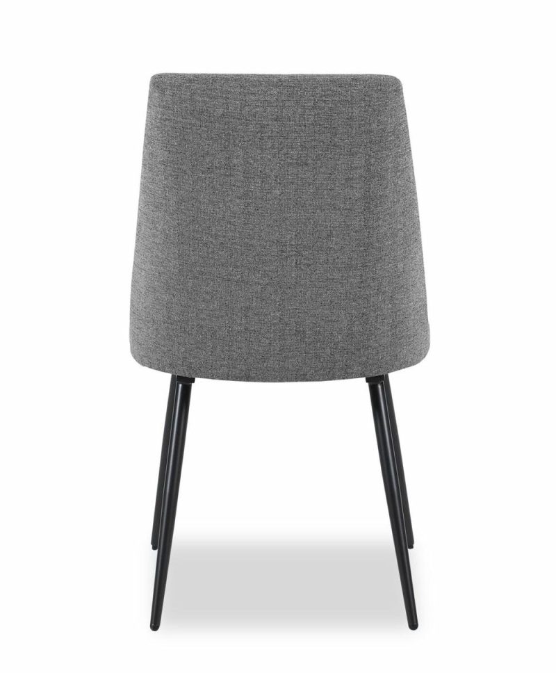 Fig Dining Chair With Chenille Polyester Fabric, Metal – Grey Accent Chairs