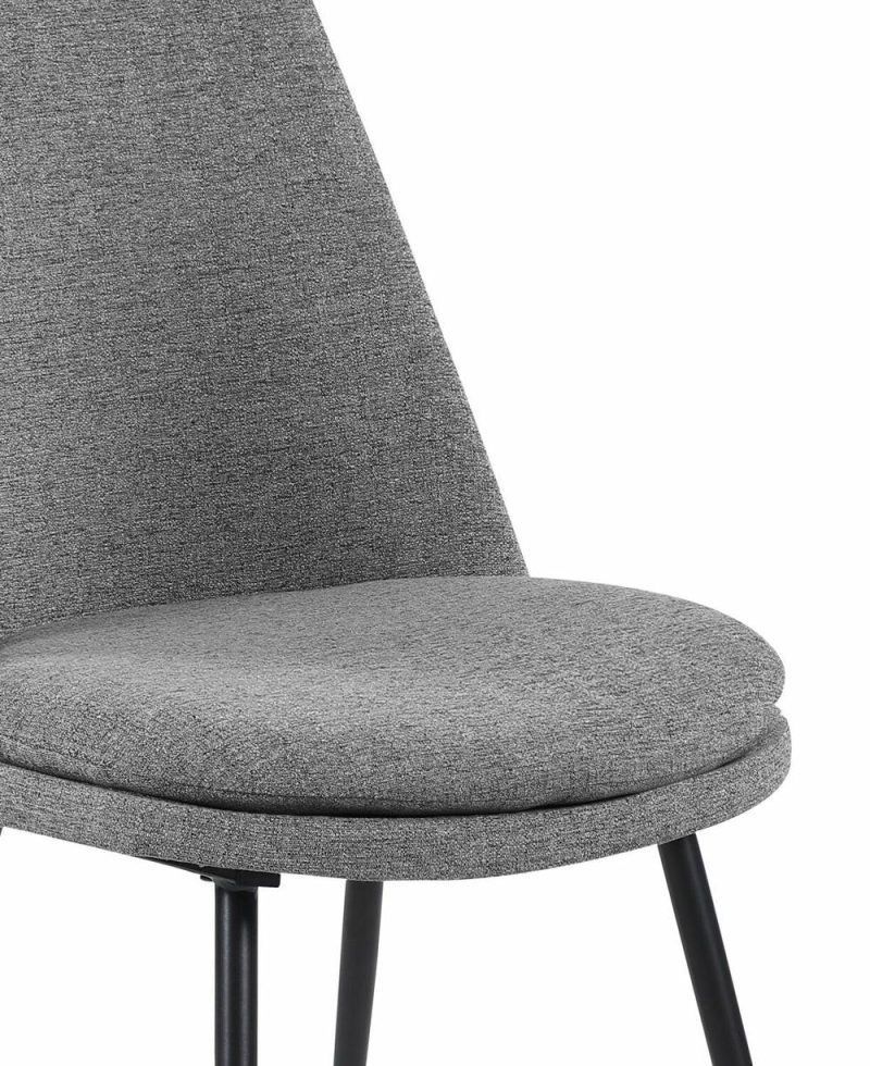 Fig Dining Chair With Chenille Polyester Fabric, Metal – Grey Accent Chairs