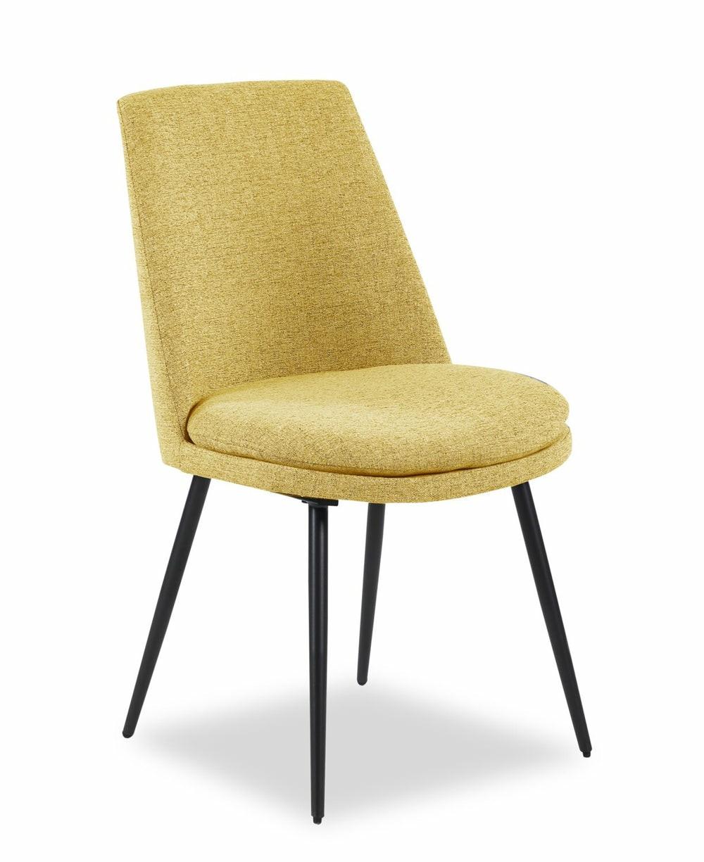 Fig Dining Chair With Chenille Polyester Fabric, Metal – Yellow Accent Chairs