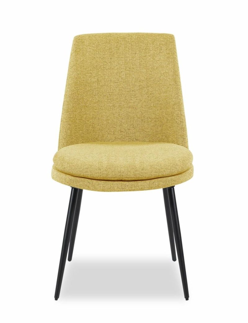 Fig Dining Chair With Chenille Polyester Fabric, Metal – Yellow Accent Chairs