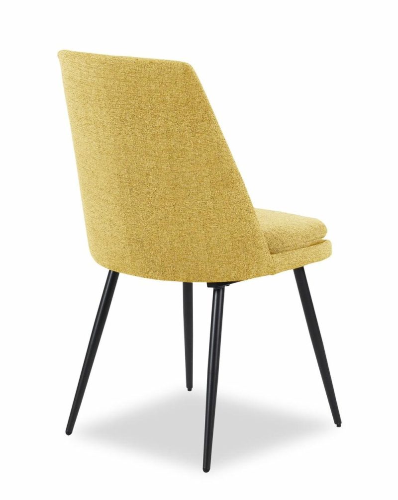 Fig Dining Chair With Chenille Polyester Fabric, Metal – Yellow Accent Chairs