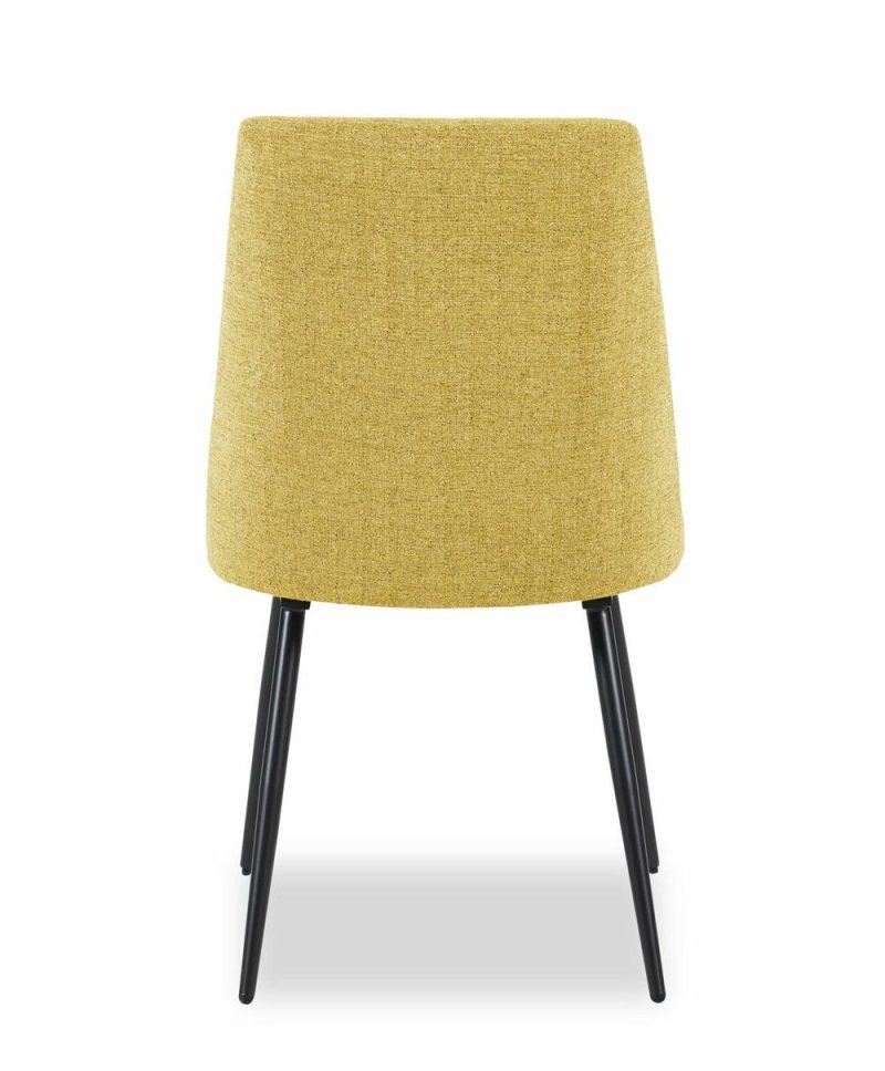 Fig Dining Chair With Chenille Polyester Fabric, Metal – Yellow Accent Chairs