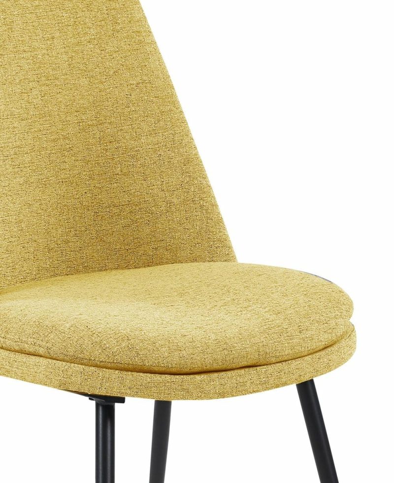 Fig Dining Chair With Chenille Polyester Fabric, Metal – Yellow Accent Chairs