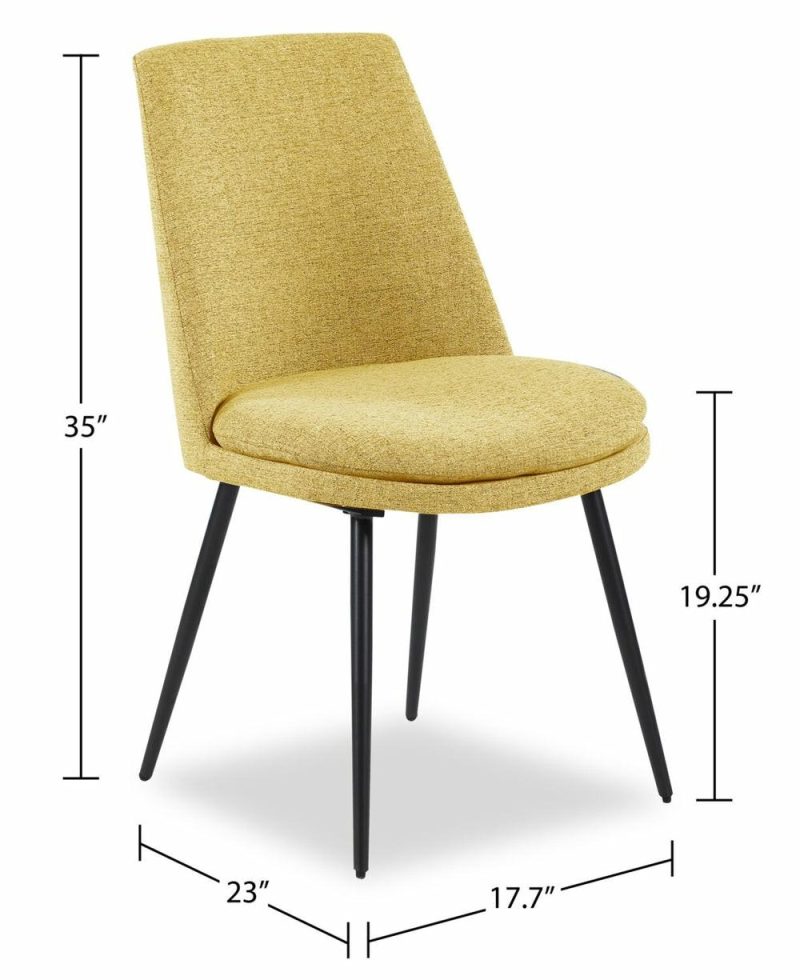 Fig Dining Chair With Chenille Polyester Fabric, Metal – Yellow Accent Chairs