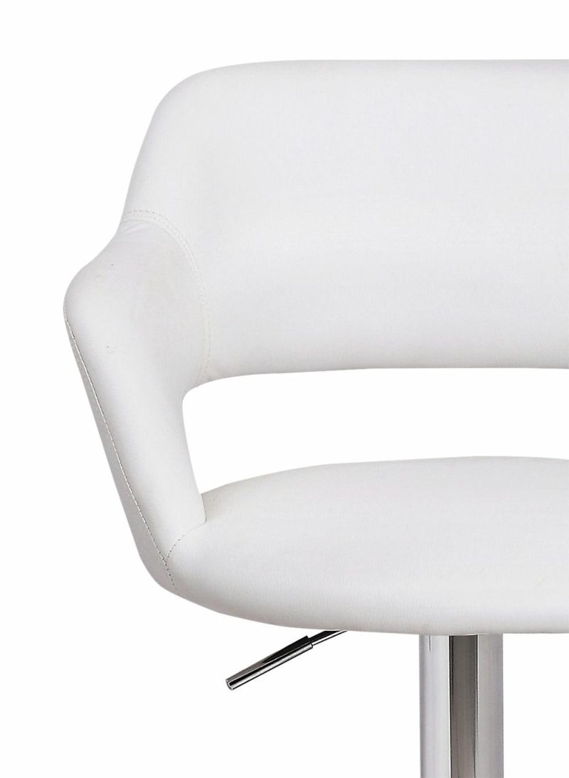 Finn Barstool With Swivel & Adjustable Seat, Vegan Leather Fabric, Metal – White Bar Stools