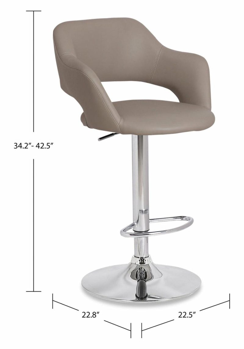 Finn Barstool With Swivel & Adjustable Seat, Vegan Leather Fabric, Metal – White Bar Stools