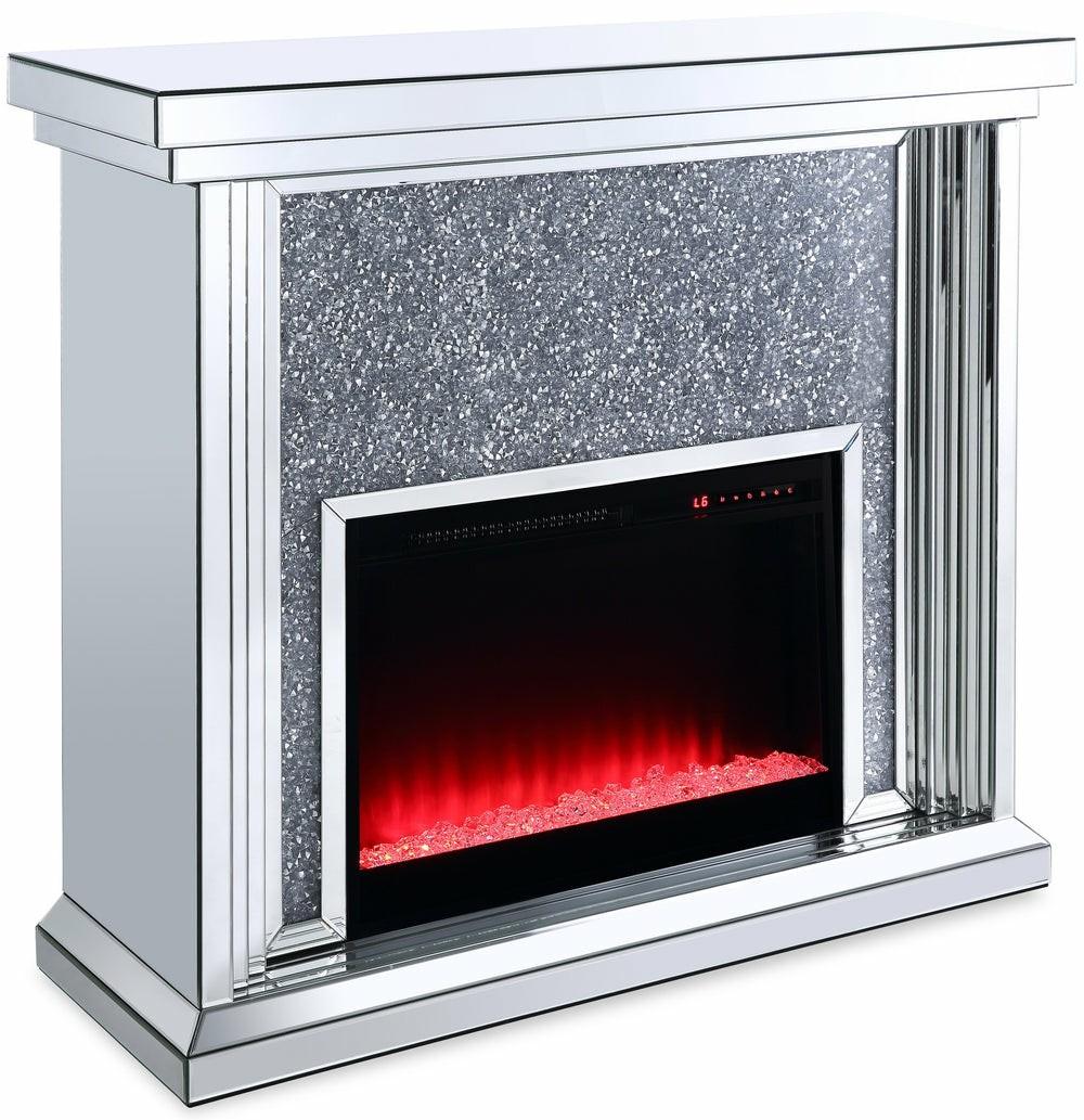 Flint 47.4″ Glam Electric Fireplace – Silver And Glass Electric Fireplaces