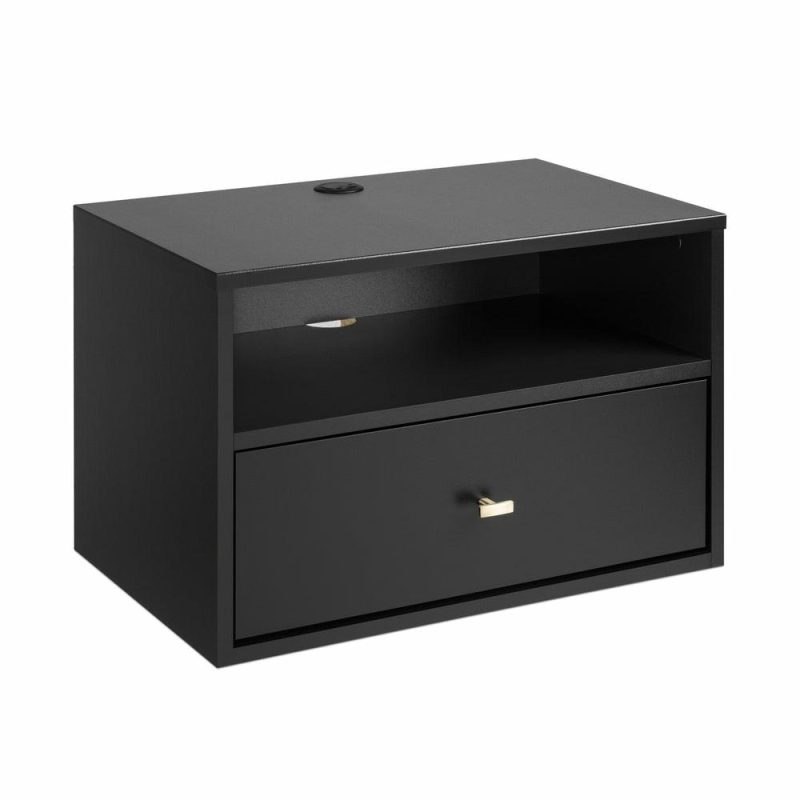 Floating Shelf With Drawer – Black Bedroom