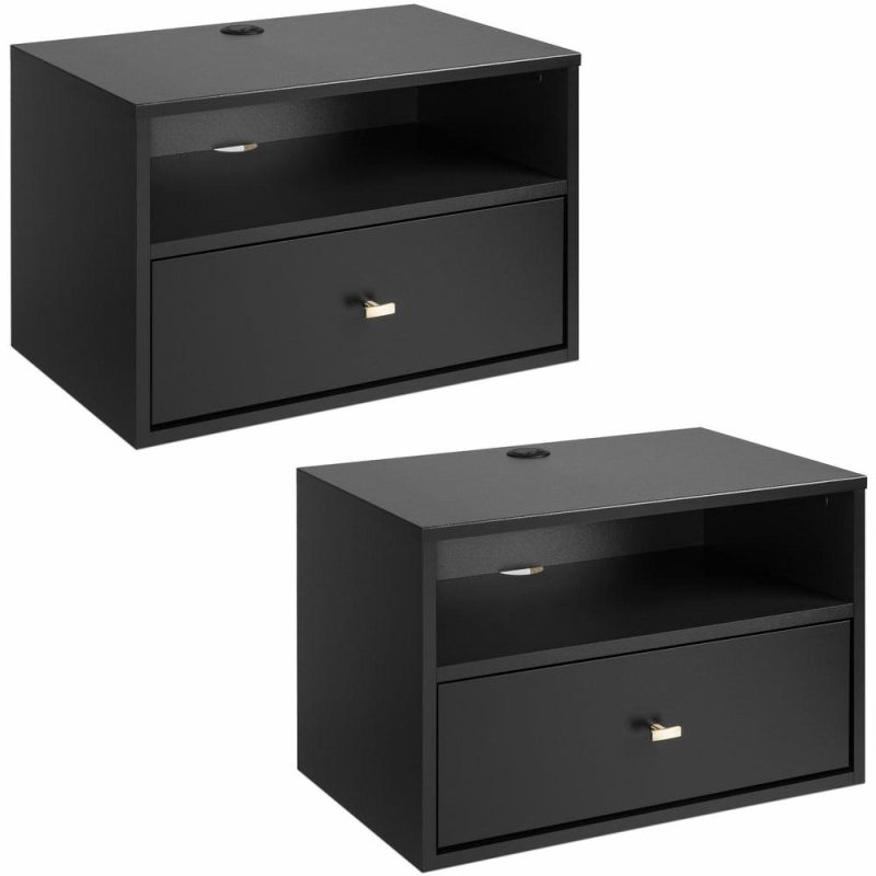 Floating Shelf With Drawer – Black Bedroom