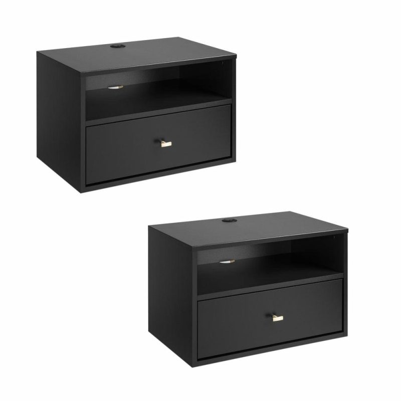 Floating Shelf With Drawer – Black Bedroom