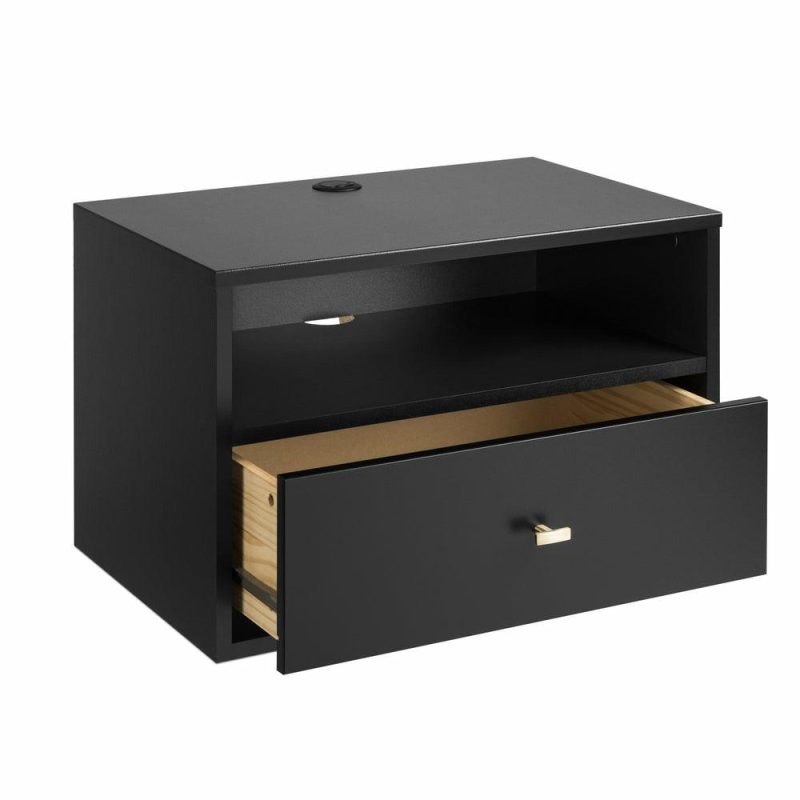 Floating Shelf With Drawer – Black Bedroom