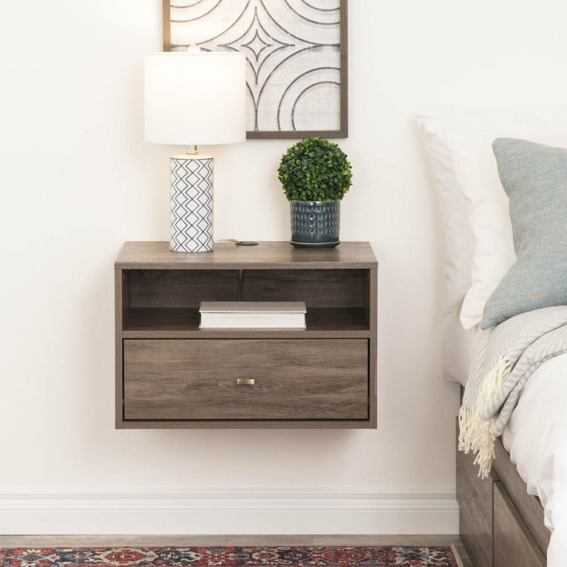 Floating Shelf With Drawer – Drifted Grey Bedroom