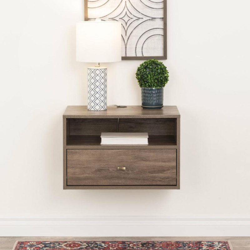 Floating Shelf With Drawer – Drifted Grey Bedroom