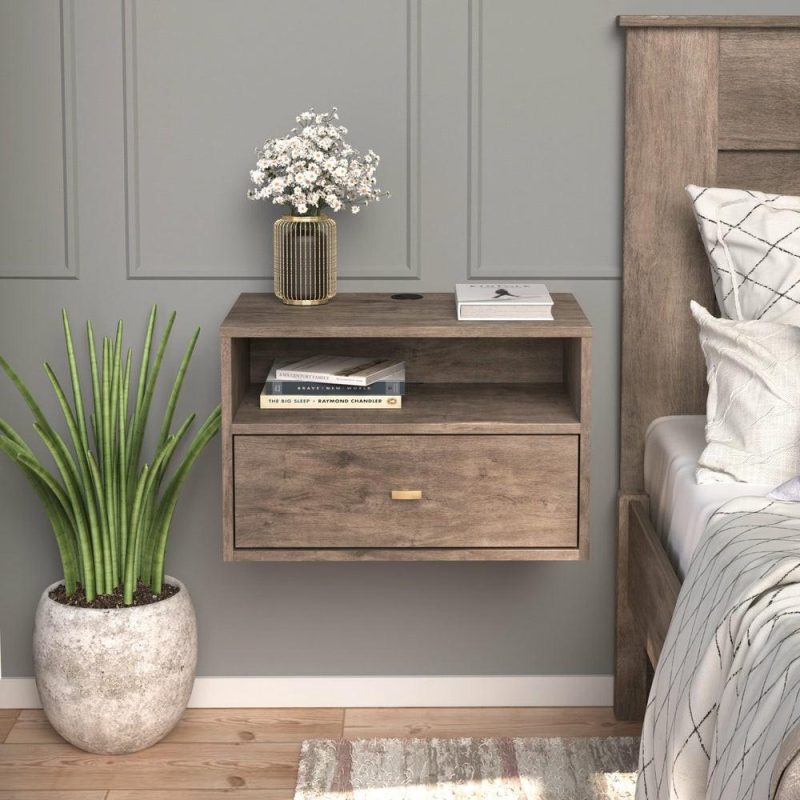 Floating Shelf With Drawer – Drifted Grey Bedroom