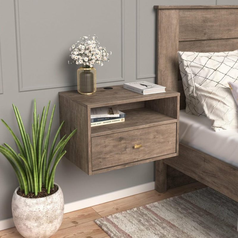 Floating Shelf With Drawer – Drifted Grey Bedroom