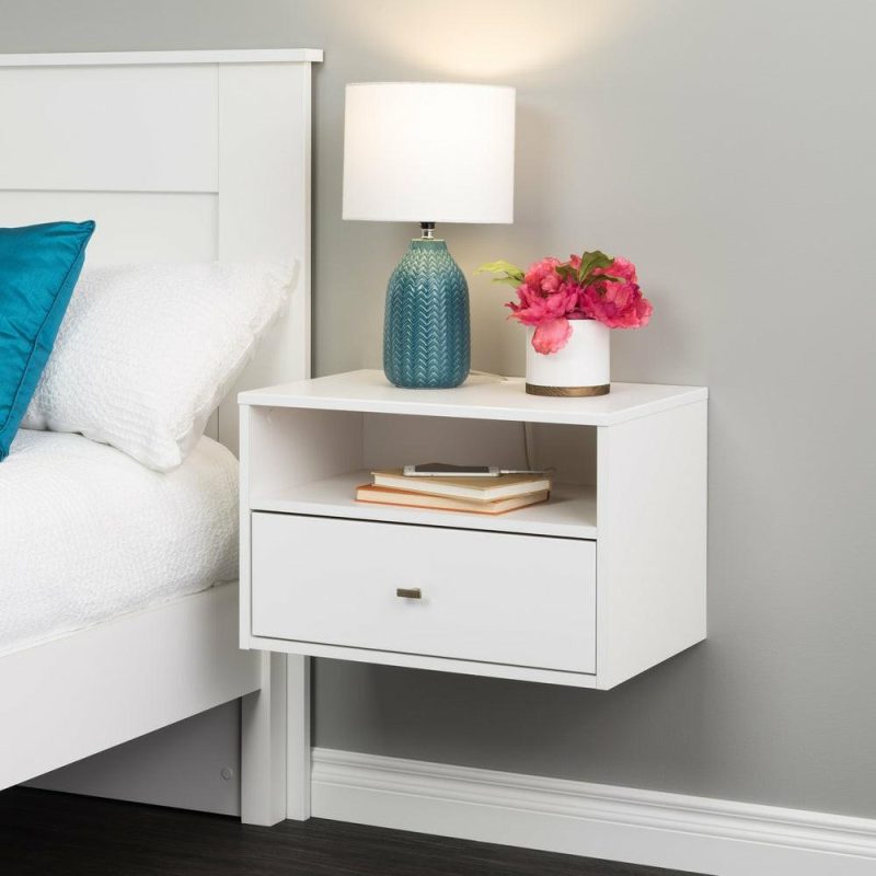 Floating Shelf With Drawer – White Bedroom