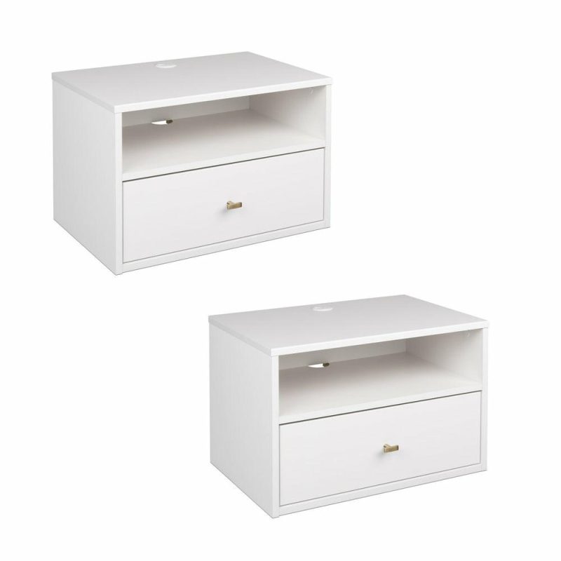 Floating Shelf With Drawer – White Bedroom