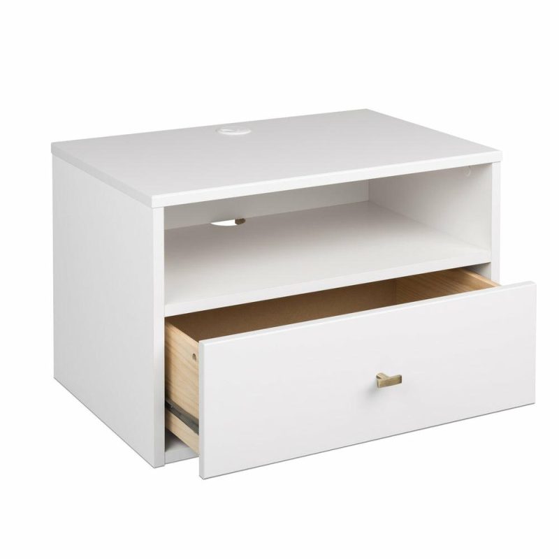 Floating Shelf With Drawer – White Bedroom