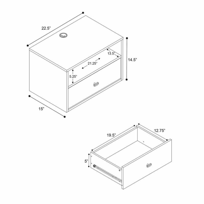 Floating Shelf With Drawer – White Bedroom