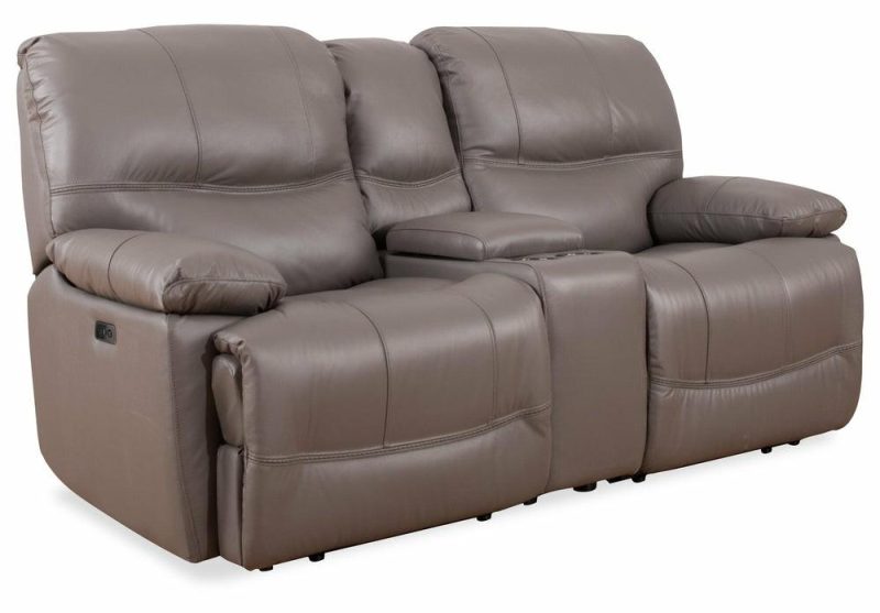 Franco Genuine Leather Power Reclining Loveseat – Grey Furniture