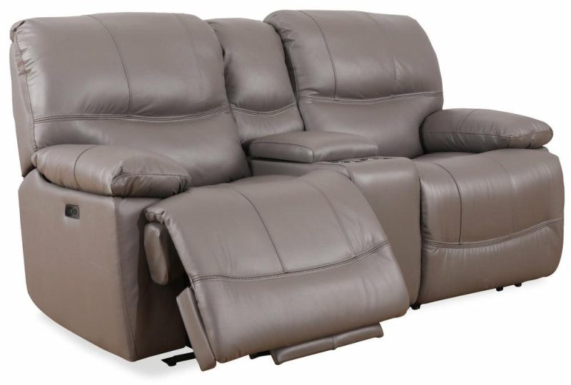 Franco Genuine Leather Power Reclining Loveseat – Grey Furniture