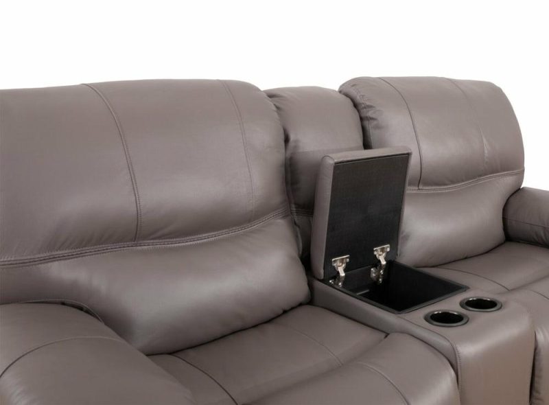 Franco Genuine Leather Power Reclining Loveseat – Grey Furniture