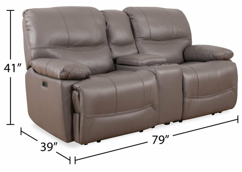 Franco Genuine Leather Power Reclining Loveseat – Grey Furniture