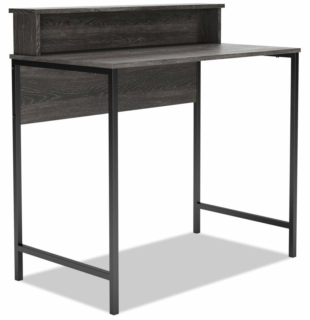 Freedan 35.5″ Desk With Raised Shelf – Grey/Brown Desks