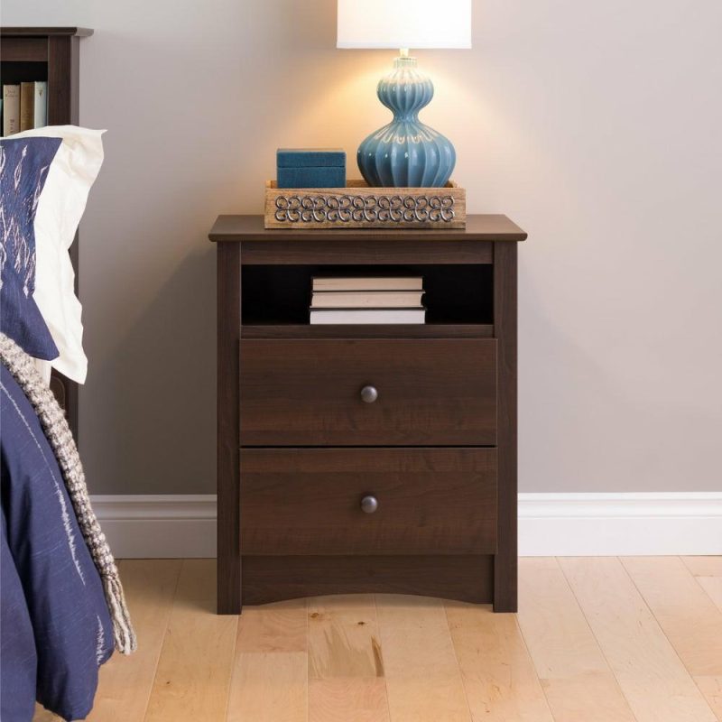 Fremont Tall 2-Drawer Nightstand – Espresso Bedroom