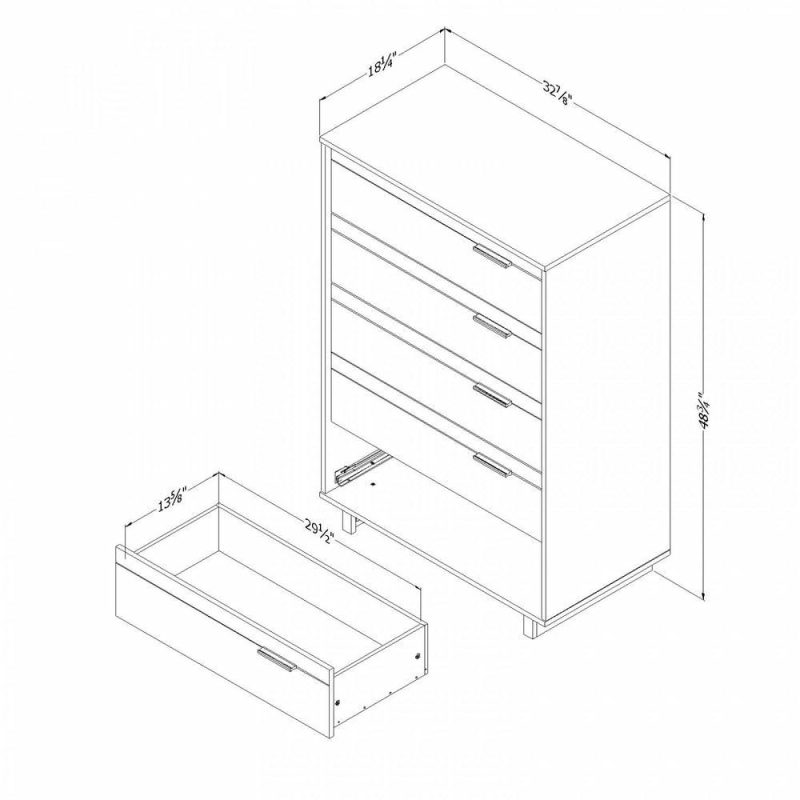 Fynn 5-Drawer Chest – Winter Oak Bedroom